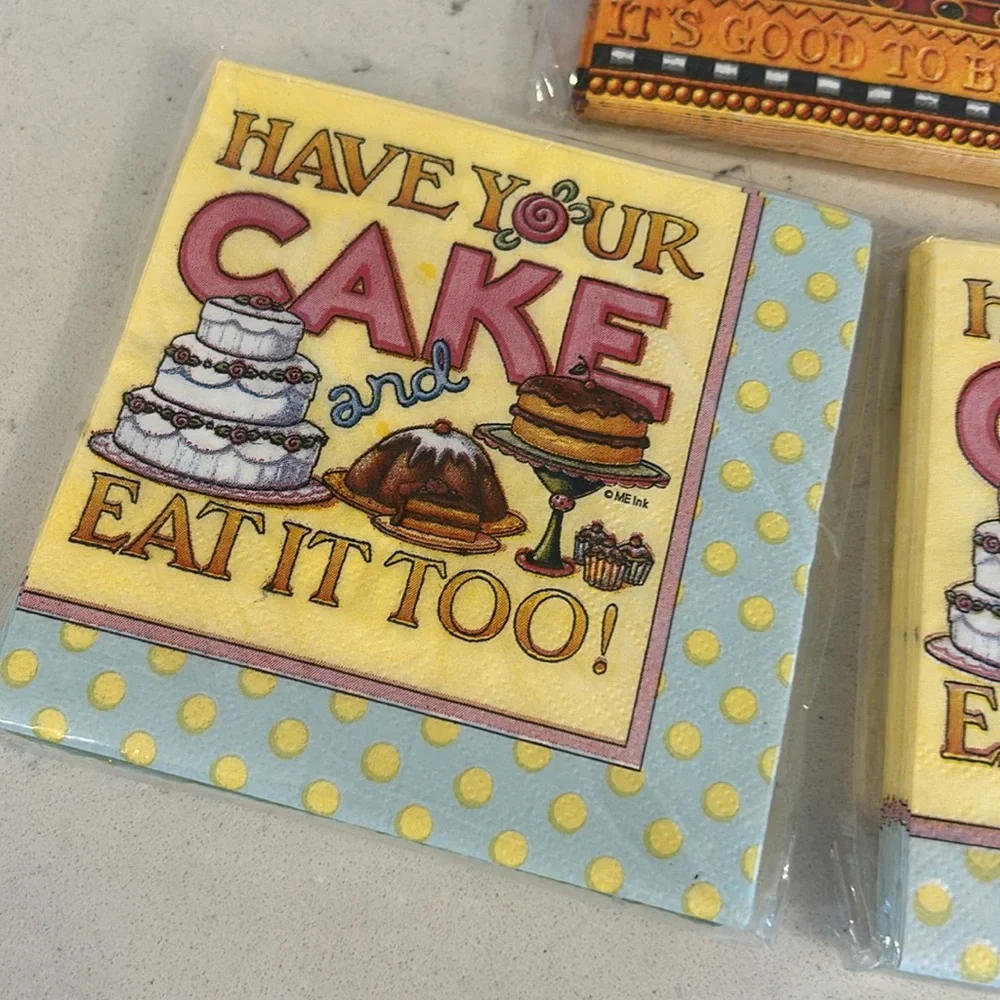 Mary Engelbreit Beverage Napkins - brand new !! Never opened !! Rare design.